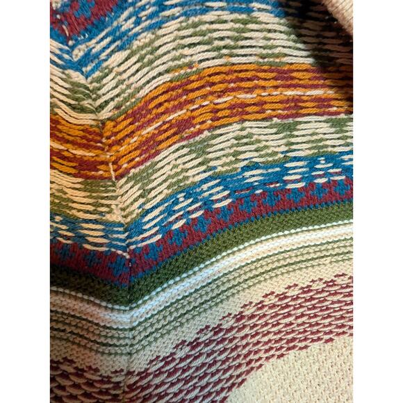 Boho Knit Hooded Fair Isle Sweater Hoodie Tribal Womens Cottage Peasant Women S - Picture 3 of 6